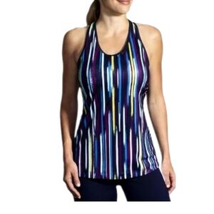 Brooks Multi-Colored Striped Running Tank Top